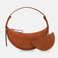 Maestoso Crescent Caramel Leather Bag