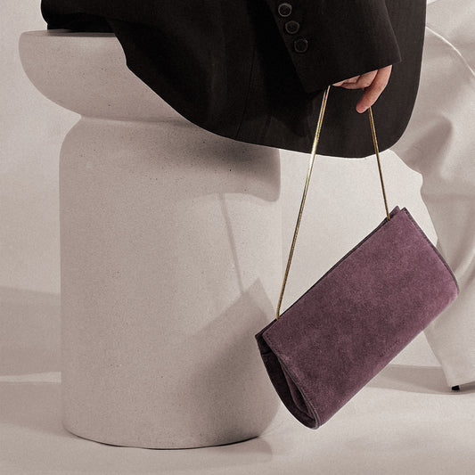 Aurora Clutch • Rose Brown Suede