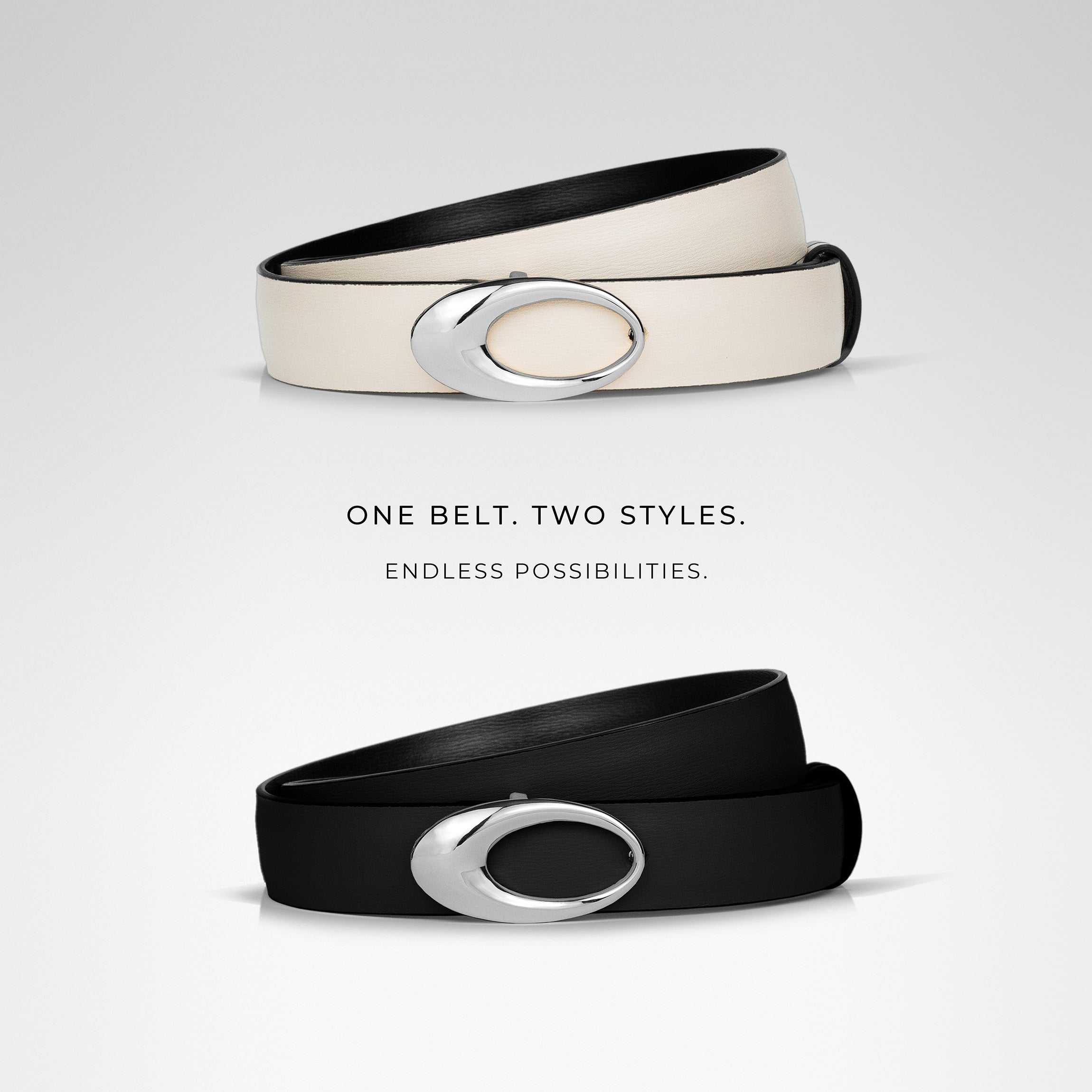 INFINITY REVERSIBLE BELT • BLACK & IVORY display picture 1