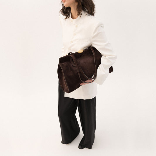 Noa Soft Tote • Dark Chocolate Suede