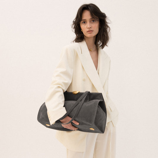 Noa Soft Tote • Dark Grey Suede