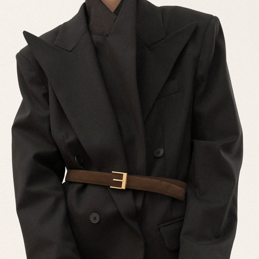 ROHE REVERSIBLE BELT • CHOCOLATE SUEDE & BLACK