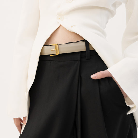 ROHE REVERSIBLE BELT • TAPIOCA & BLACK