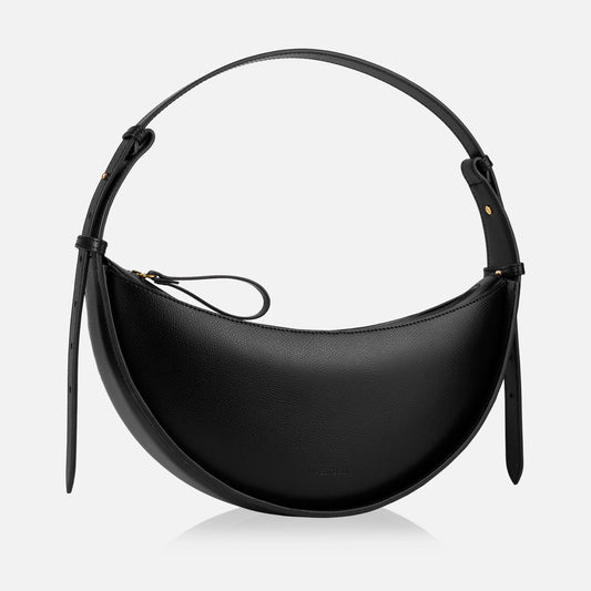 Maestoso Crescent Black Leather Bag