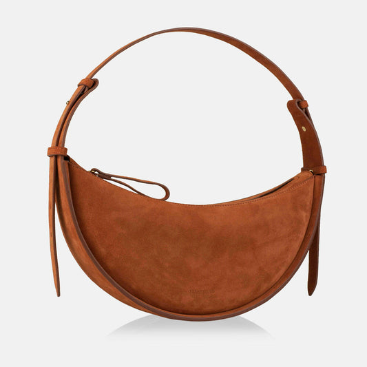 Maestoso Crescent Caramel Leather Bag