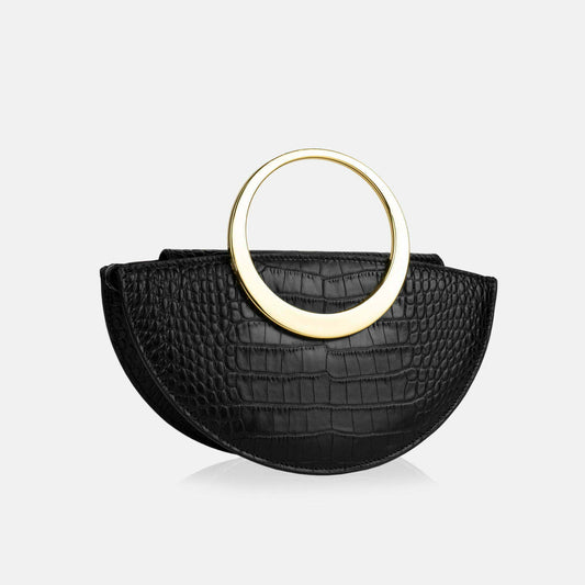 Maestoso Eclipse Mini Black Croco Leather Handbag