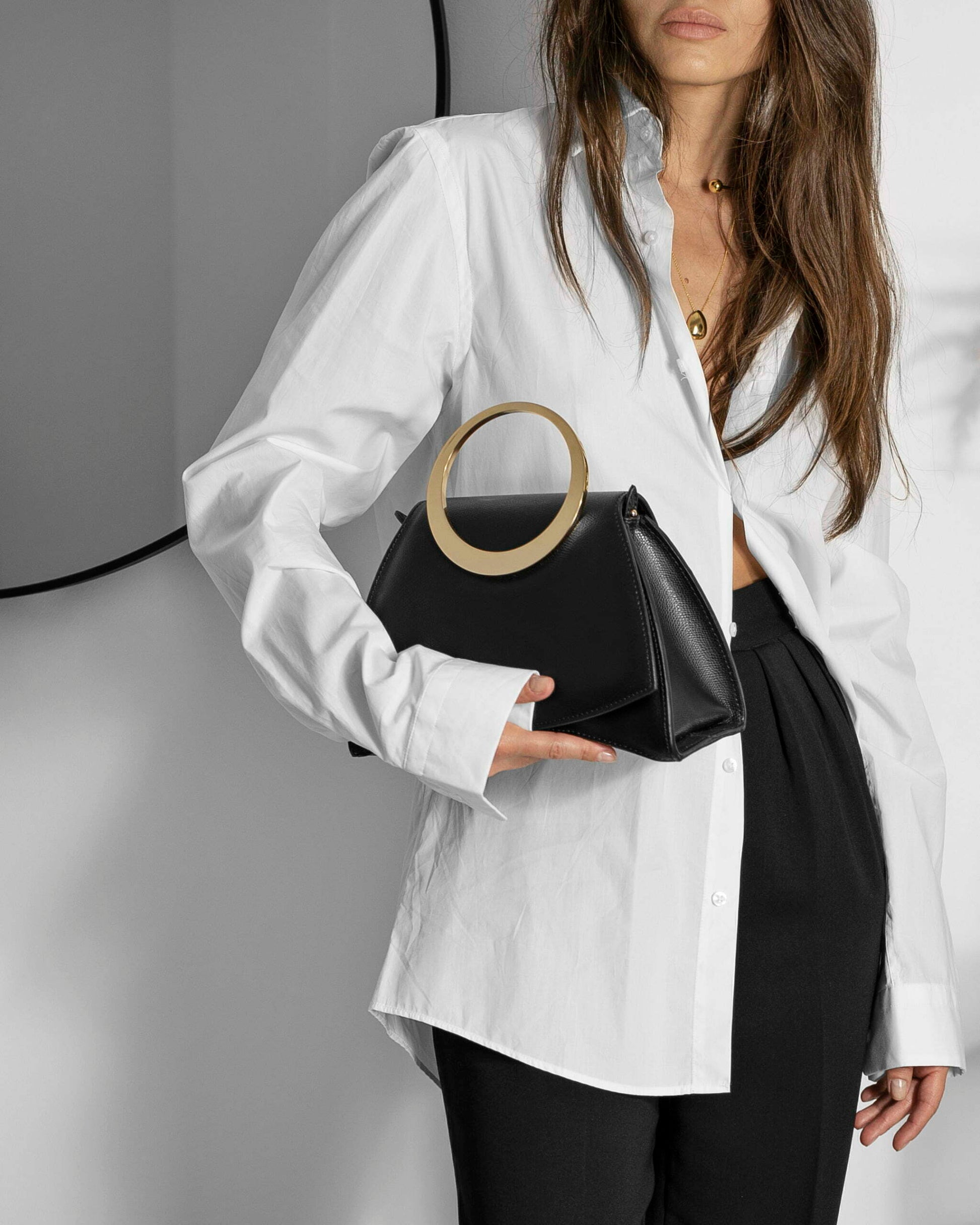 Maestoso Enso Mini Black Leather Handbag